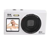 VBESTLIFE Cámara Digital de 5k de Pantalla Dual, Cámara Vlog WiFi de 80mp para Youtube, 18x Zoom Auto Focus Compact Point & Shoot Camera para Principiantes, 32 GB (White)
