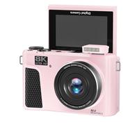 VBESTLIFE Cámara Digital de 8k para Fotografía, 88MP Autococus WiFi Travel Vlog Camera con Zoom Digital 18x, Pantalla de Flip de 3 "180 °, Luz de Relleno (Pink)