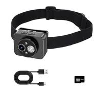 VBESTLIFE Cámara Montada en la Cabeza con Faro LED, Cámara de Acción Portátil HD 1080P 2MP para Actividades Nocturnas Al Aire Libre, Ciclismo, Pesca (32G)