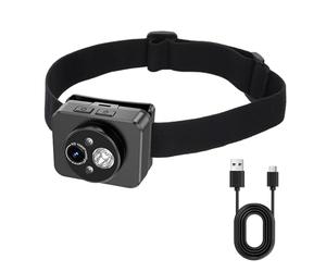 VBESTLIFE Cámara Montada en la Cabeza con Faro LED, Cámara de Acción Portátil HD 1080P 2MP para Actividades Nocturnas Al Aire Libre, Ciclismo, Pesca (Sin Tarjeta de Memoria)