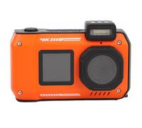 VBESTLIFE Cámara Resistente Al Agua, Vídeo 4K de 65MP, Zoom 10x, Pantalla Dual para Selfies, Batería de 2500mAh, Linterna, Lapso de Tiempo, Esnórquel, Buceo (Orange)