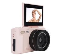 VBESTLIFE Cámaras Digitales 5K para Fotografía, Cámara de Vídeo WiFi HD de 75 MP con Zoom Digital de 18x, Enfoque Automático, Pantalla Abatible de 3 Pulgadas, Tarjeta de Memoria de 32 GB (Pink)