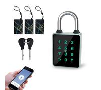 VBESTLIFE Candado de Huella Digital con Copia de Seguridad de Llave, Cerradura de Puerta de Combinación Inteligente para Exteriores a Prueba de Agua con 3 Tarjetas IC, Candado Inteligente