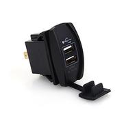 VBESTLIFE Cargador de Coche USB Dual, 12 V 24 V LED Azul Interruptor Basculante Toma de Corriente con Cubierta Antipolvo, Carga Rápida 3.1 A Hub para Coche Motocicleta Barco ATV RV Marine