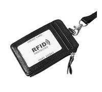 VBESTLIFE Cartera con Tarjetero de Piel de Vaca con Bloqueo y Cordón Extraíble para un Fácil Almacenamiento para Hombres y Mujeres, Color Negro