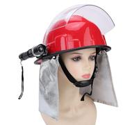 VBESTLIFE Casco de Rescate contra Incendios con Cara, Llama y Faro, Casco de Seguridad Retardante, Duro, de Bombero de Cabeza Completa para Hombres y Mujeres