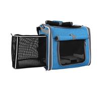 VBESTLIFE Cesta para Bicicleta para Perros, Transportador de Mascotas Expandible con 4 Puertas, 4 Ventanas de Malla, Carcasa Suave Impermeable para Perros Pequeños de hasta 8 Kg, Cesta Frontal (Blue)
