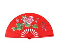 Vbestlife Chino Ventilador Plegable Ventilador de Tai Chi Kung Fu Artes Marciales Kung Fu Seda de bambú Ventilador Mano Derecha Wushu Danza pratice formación, Rojo