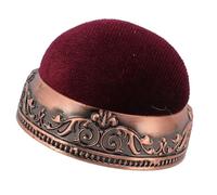 VBESTLIFE Cojín de Alfiler Vintage, Base de Metal Elástica Suave, Forma de Media Bola, Cojín de Aguja Retro, Acolchado de Costura (Base de bronce rojo Tipo rojo)