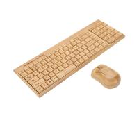 VBESTLIFE Combinación de Teclado y Ratón Inalámbricos, Diseño Artesanal íntegramente en bambú con Conexión de 2,4 GHz, para Escritorio, Portátil y Varios Sistemas Operativos