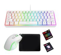 VBESTLIFE Combinación de Teclado y Ratón para Juegos 60%, Teclado Retroiluminado RGB y Ratón para Juegos de 3600 dpi, con con Cable Ultracompacto Alfombrilla para (Conjunto Blanco)