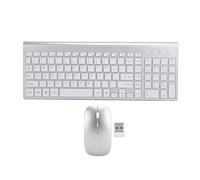 VBESTLIFE Combo de Teclado inalámbrico y Mouse óptico, Blanco, Minimalista, Reductor de Ruido, Teclado y Mouse silencioso, para computadora portátil, computadora de Escritorio