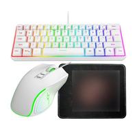 VBESTLIFE Combo de Teclado para Juegos RGB y Ratón Retroiluminado, con Cable USB, Juego de Juegos LED para Ordenador Portátil, PC, Juegos y Trabajo (Conjunto Blanco)