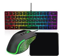 VBESTLIFE Combo de Teclado para Juegos RGB y Ratón Retroiluminado, con Cable USB, Juego de Juegos LED para Ordenador Portátil, PC, Juegos y Trabajo (Conjunto Negro)