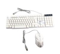 VBESTLIFE Combo de Teclado y Mouse de Juegos LED, Teclado de Retroiluminación con Cable USB con Luz Colorida y Mouse Ergonómico, para PC Portátiles para la Computadora Portátil (White)