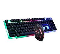 VBESTLIFE Combo de Teclado y Mouse de Juegos LED, Teclado de Retroiluminación con Cable USB con Luz Colorida y Mouse Ergonómico, para PC Portátiles para la Computadora Portátil (Black)