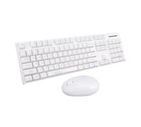 VBESTLIFE Combo de Teclado y Mouse Inalámbricos, Teclado y Mouse Ergonómicos Silenciosos de Tamaño Completo de 2,4 GHz, para Computadora, Computadora Portátil, PC (White)