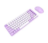 VBESTLIFE Combo de Teclado y Ratón Inalámbricos, 85 Teclas Bluetooth/2,4G, Modo Dual, Teclado Redondo Retro, Ergonómico para Ordenador Portátil de Escritorio
