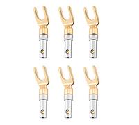 Vbestlife Conector de Terminal de Altavoz, 6 Piezas 4 mm Tipo atornillado Banana U Y Plateada Dorada sin Costura Horquilla para Cables de Altavoz Conexión DIY/Altavoz