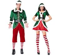 VBESTLIFE Conjunto de Disfraz de Elfo Navideño para Adultos con Cinturón Elástico, Material de Tela Suave, Kit de Cosplay para Parejas, Ideal para Representaciones Teatrales y Fiestas de Disfraces