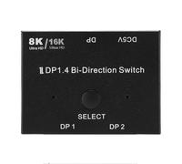 VBESTLIFE Conmutador DisplayPort 2 en 1 Salida, Convertidor Divisor DP 1.4 de 16K a 60 Hz, Conmutador de Puerto de Pantalla Unidireccional para PC Duales y Consolas de Juegos