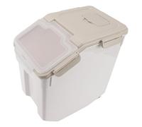 VBESTLIFE Contenedor de Arroz de Plástico Espesado Hermético con Tapa de Taza Medidora para Cocina Contenedor de Almacenamiento Beige Material Duradero para un Uso Duradero 5" (15 kg/33,1 libras)