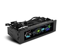 VBESTLIFE Controlador de Ventilador de PC, Controlador de Velocidad de 5 Ventiladores, Sensor de Temperatura de CPU, enfriamiento de computadora Frontal con Panel LCD