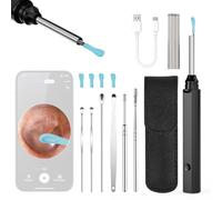 VBESTLIFE Cuchara para Recoger Orejas con Luz LED, Limpiador de Cera Eléctrico Recargable con Punta de Silicona Suave y Luz LED Incorporada para Comprobar la Nariz y la Oreja de la Familia (BLACK)