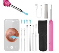 VBESTLIFE Cuchara para Recoger Orejas con Luz LED, Limpiador de Cera Eléctrico Recargable con Punta de Silicona Suave y Luz LED Incorporada para Comprobar la Nariz y la Oreja de la Familia (PINK)