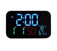 VBESTLIFE Despertadores para Dormitorios, Reloj Digital WiFi con Fecha y Día, Temperatura Interior Humedad, Compatible con Control Remoto de la Aplicación Inteligente Tuya (Concha Blanca-luz Azul)