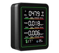 VBESTLIFE Detector de Calidad del Aire WiFi 5 en 1, CO2, HCHO, TVOC, Temperatura y Humedad, Pantalla a Color, Control de Aplicaciones, para Oficina en Casa