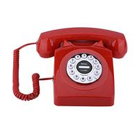 Vbestlife Elegante Teléfono Fijo Antiguo Vintage Retro con Cable Sonido Claro Almacenamiento de Números para Casa/Oficina/Restaurante/Hotel(Rojo)