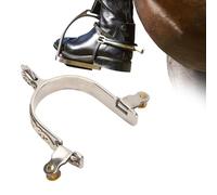 VBESTLIFE Espuelas de Vaqueros Occidentales, 1 par de Espuelas de Caballo de Acero Inoxidable con Engranaje Giratorio, Decoración Tallada, Espuelas de Botas Ecuestres para Hombres y