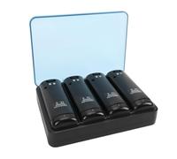 VBESTLIFE Estación de Carga de Batería 4 en 1 para Control Remoto con 4 Baterías Recargables de 2800 MAh, Indicador LED, Protección contra Sobrecarga (Black)