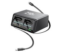 VBESTLIFE Estación de Carga USB C de 210W, Concentrador de Carga de Escritorio de 6 Puertos con Cables Dobles Retráctiles Tipo C para Tableta de Teléfono Portátil (Enchufe de la UE)
