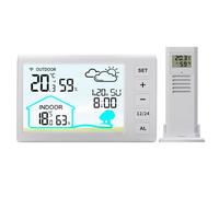VBESTLIFE Estación Meteorológica Termómetro Inalámbrico para Interiores y Exteriores, Termómetro Meteorológico Digital con Pantalla a Color con Despertador, Estación de Pronóstico, (WHITE)