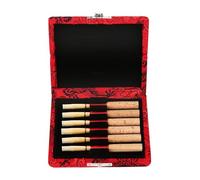 VBESTLIFE Estuche de Madera para Cañas de Oboe con Cubierta de Tela de Seda, Interior de Tela Suave, Diseño Transpirable para 6 Cañas, Organizador Compacto de Almacenamiento de Caña Doble (Rojo)