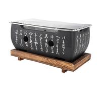 VBESTLIFE Estufa Japonesa para Parrilla de Barbacoa, Mini Barbacoa Portátil de Carbón, Parrilla Rectangular de Aleación de Aluminio de Calentamiento Rápido para Acampar Picnic, Cocina Al Aire Libre