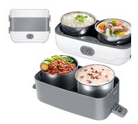 VBESTLIFE Fiambrera Eléctrica para Adultos, Calentador de Alimentos Portátil, Caja de Comida de Calentamiento Rápido de Doble Capa para Viajes Escolares en el Hogar (Enchufe europeo 220V)