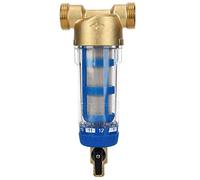 VBESTLIFE Filtro de Agua Giratorio para Sedimentos, Prefiltro Reutilizable de 50 Micras para Toda la Casa, Roscas Dobles G1 G3/4, Carcasa Transparente, 40-100°F 20-100 Psi Uso en Interiores
