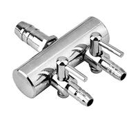 VBESTLIFE Flujo de Aire del Tanque de Peces de Acuario de Acero Inoxidable, Giro de 8 Mm a Válvula de Control Divisor de 4 Mm (Cabezal Divisor de Dos Orificios de 8 a 4)