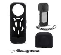 VBESTLIFE Funda de Silicona para Insta X5, Protector de Tapa de Lente Suave, Funda Protectora Redonda con Correa para la Muñeca para Insta X5, a Prueba de Golpes (Black)