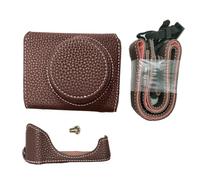 VBESTLIFE G7 X Mark II/ G7 X Mark III Case, Caja de Cámara de Cuero Vintage para Cámara DSLR, Caja Protectora con Correa para el Hombro (Café)