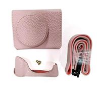 VBESTLIFE G7 X Mark II/ G7 X Mark III Case, Caja de Cámara de Cuero Vintage para Cámara DSLR, Caja Protectora con Correa para el Hombro (Pink)