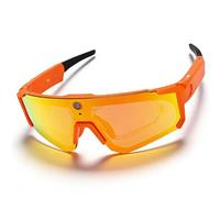 VBESTLIFE Gafas de Ciclismo Inteligentes 4K AI, Cámara HD de 8 MP, Gafas Deportivas Bluetooth con Control de Voz y Estabilización EIS para Ciclismo, esquí, Senderismo (Naranja Rojo)