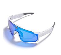 VBESTLIFE Gafas de Ciclismo Inteligentes 4K AI, Cámara HD de 8 MP, Gafas Deportivas Bluetooth con Control de Voz y Estabilización EIS para Ciclismo, esquí, Senderismo (Blanco Azul)