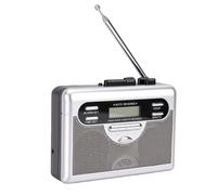 VBESTLIFE Grabador de Casete, Radio Am FM con Pantalla LCD, Altavoz Grande, Conector para Auriculares, Inversión Automática, Antena Externa