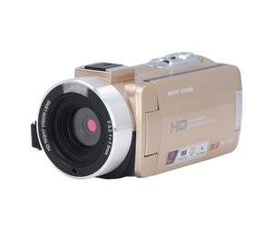 VBESTLIFE Grabadora de Vídeo 1080P, Videocámara de Visión Nocturna por Infrarrojos de 30 MP con Zoom de 18X LCD IPS de 3,0 Pulgadas, Cámara Web, Visión Nocturna por Infrarrojos, para (Gold)