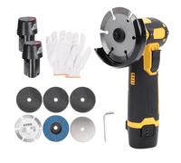 VBESTLIFE Herramienta de Amoladora Angular sin Escobillas, Mini Amoladora Angular Inalámbrica Cepillada con 2 Piezas de Batería de 12 V 1500 MAh, 6 Discos de Corte, para Recortar Tuberías (Enchufe