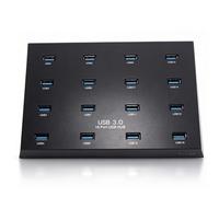 VBESTLIFE Hub USB 3.0 de 16 Puertos, Transferencia de Datos de 5 Gbps, para Unidad Flash USB, Lector de Tarjetas, Tarjeta de Micro Almacenamiento, Disco Duro Portátil (Enchufe de la UE)